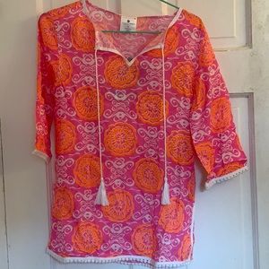 NWT Snapper Rock Pink & Orange Girls' Swim Coverup with Tassels in size 8
